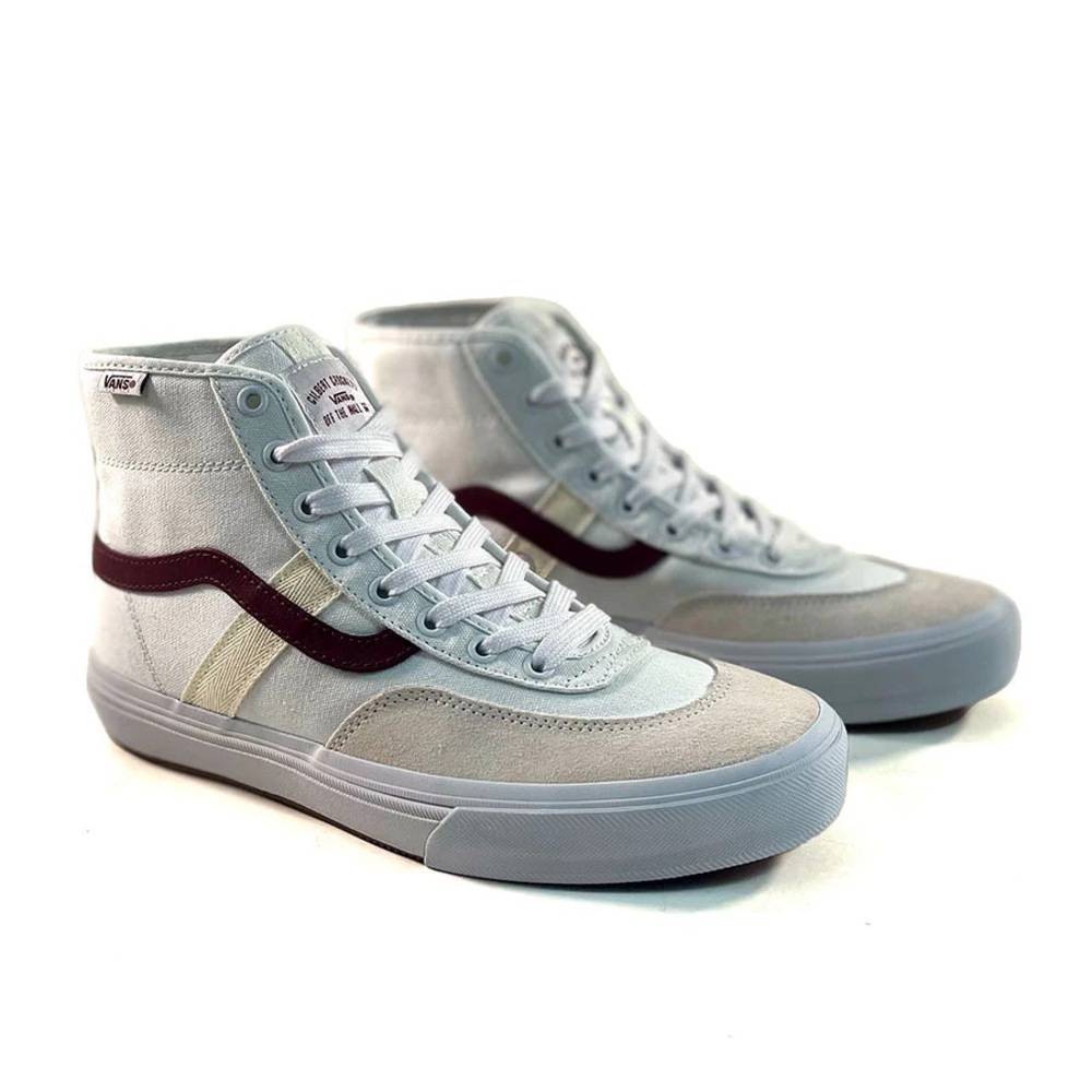 Vans Crockett High White Red PopCush Skate Shoes Sneakers Men's Size 9.5